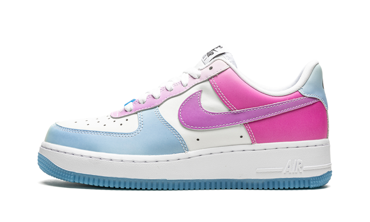 NIKE AIR FORCE 1 LOW UV REACTIVE SWOOSH WHITE BLUE PINK WOMENS