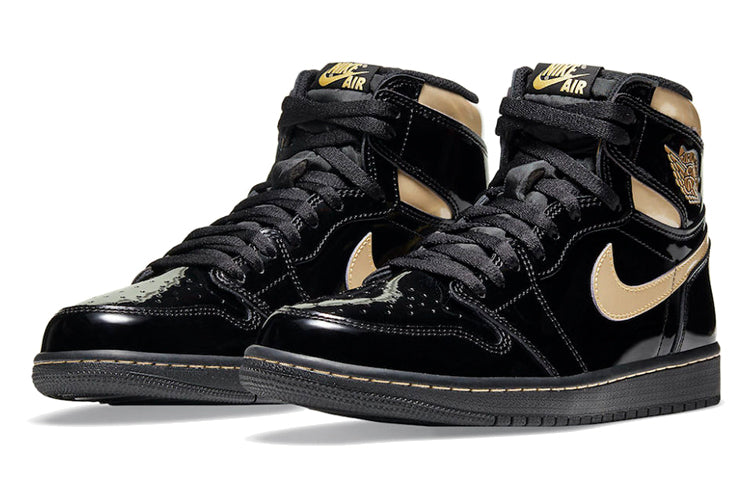 AIR JORDAN 1 HIGH OG PATENT BLACK GOLD
