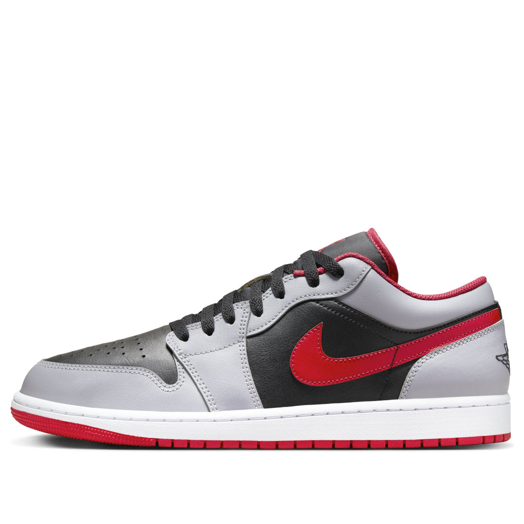 AIR JORDAN 1 LOW BLACK LIGHT SMOKE GREY GYM RED