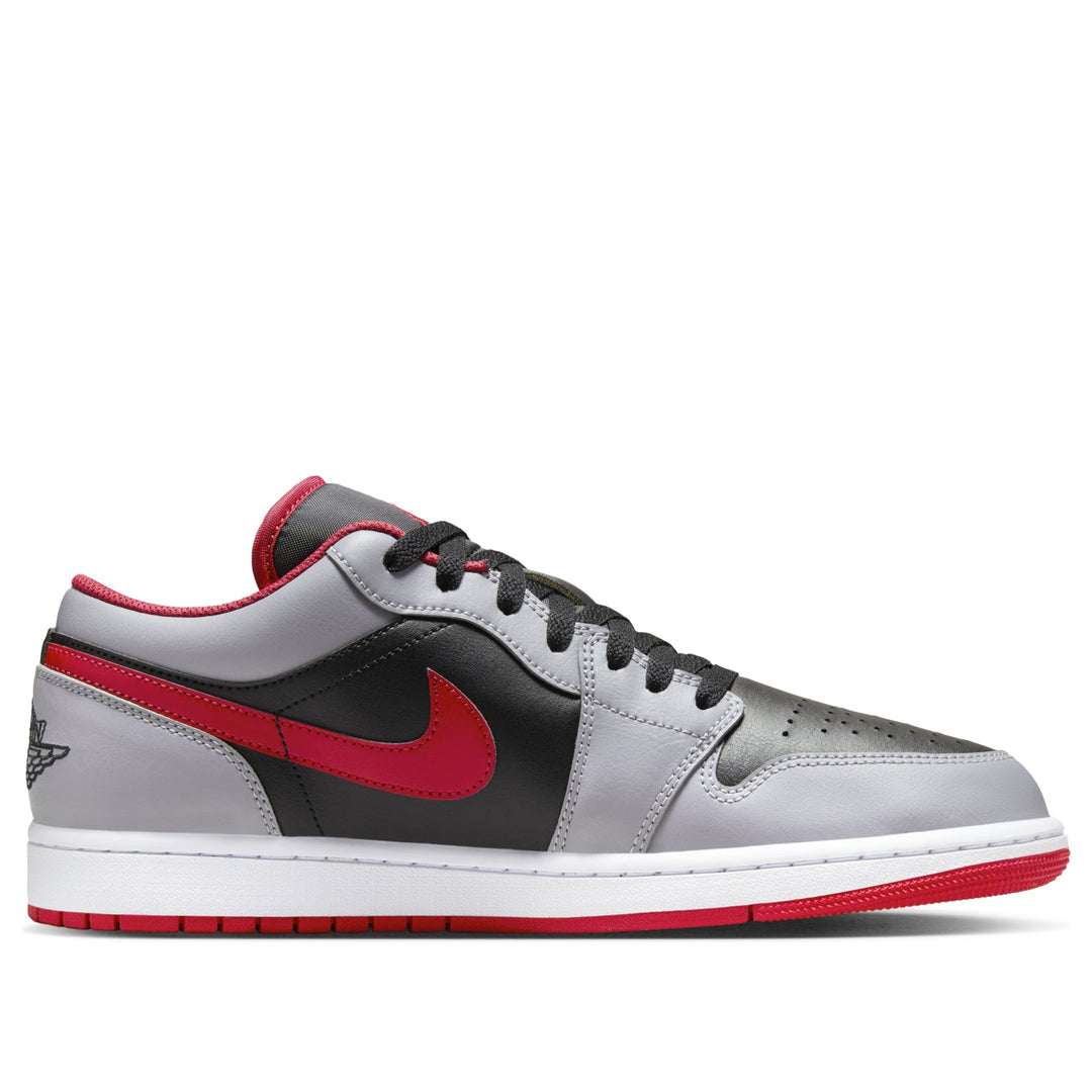 AIR JORDAN 1 LOW BLACK LIGHT SMOKE GREY GYM RED