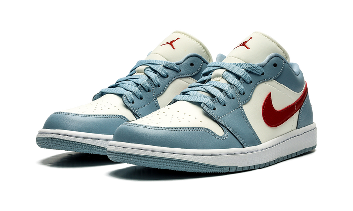 AIR JORDAN 1 LOW BLUE WHISPER DUNE RED WOMENS