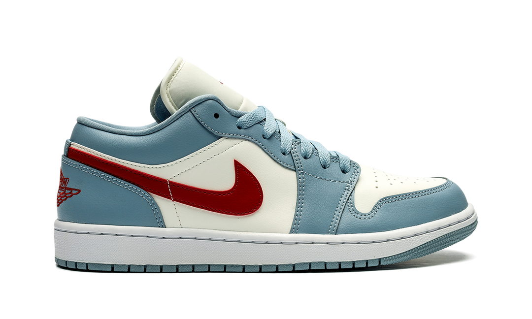 AIR JORDAN 1 LOW BLUE WHISPER DUNE RED WOMENS