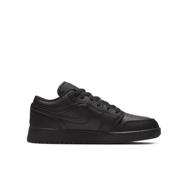 AIR JORDAN 1 LOW TRIPLE BLACK TUMBLED LEATHER GS