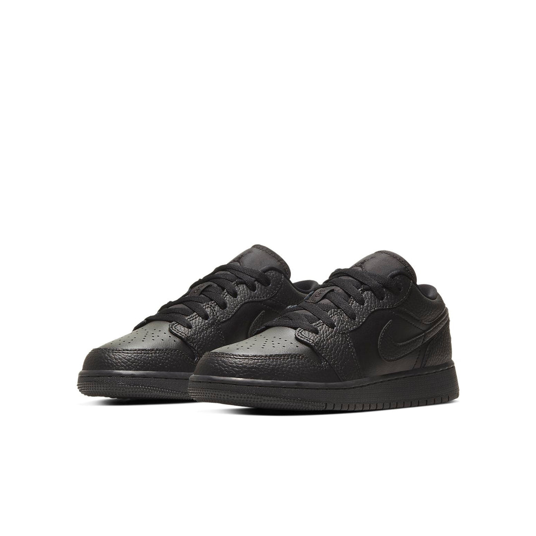 AIR JORDAN 1 LOW TRIPLE BLACK TUMBLED LEATHER GS