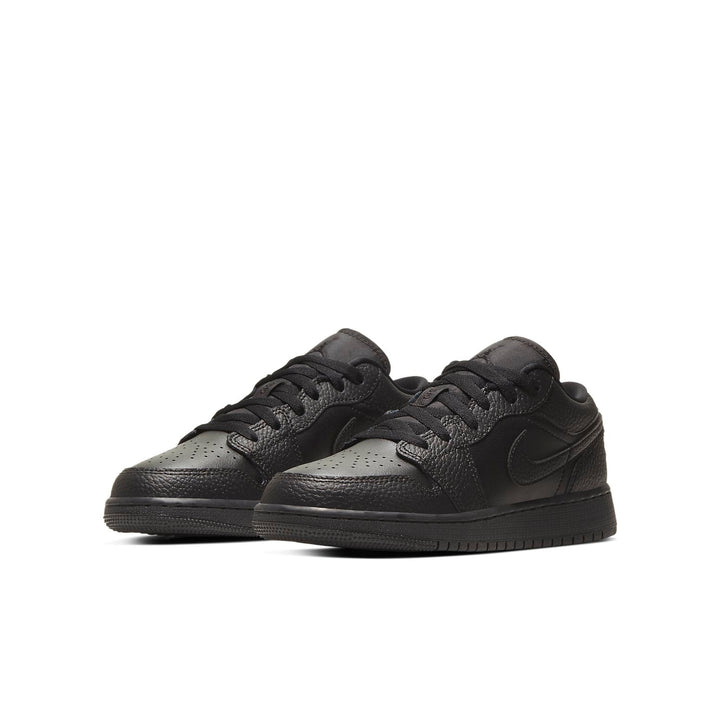 AIR JORDAN 1 LOW TRIPLE BLACK TUMBLED LEATHER GS