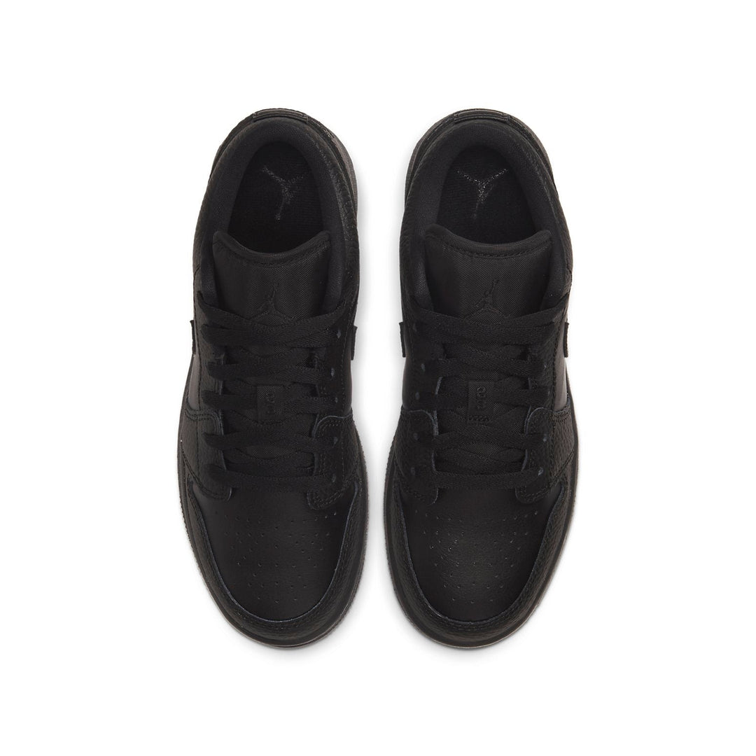 AIR JORDAN 1 LOW TRIPLE BLACK TUMBLED LEATHER GS