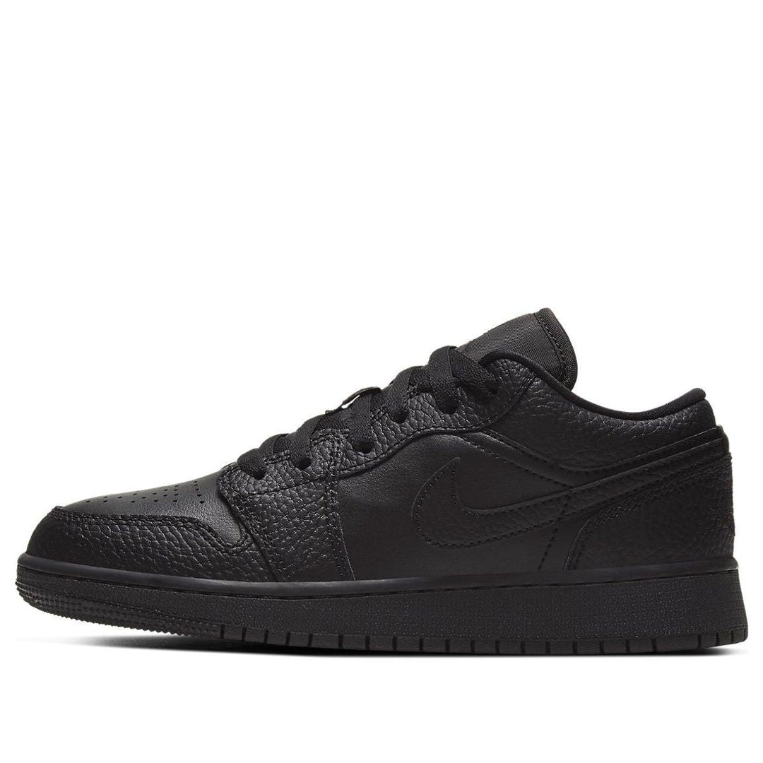 AIR JORDAN 1 LOW TRIPLE BLACK TUMBLED LEATHER GS