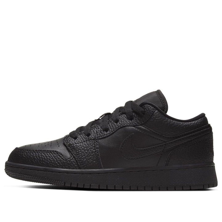 AIR JORDAN 1 LOW TRIPLE BLACK TUMBLED LEATHER GS