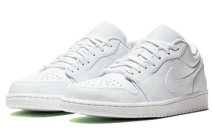 AIR JORDAN 1 LOW TRIPLE WHITE TUMBLED LEATHER