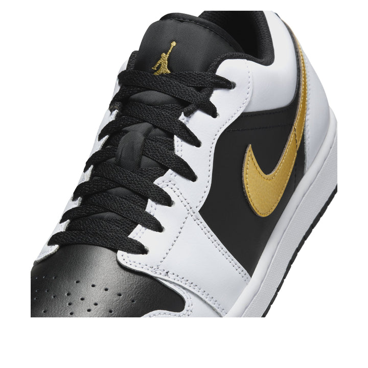 AIR JORDAN 1 LOW WHITE BLACK METALLIC GOLD SWOOSH
