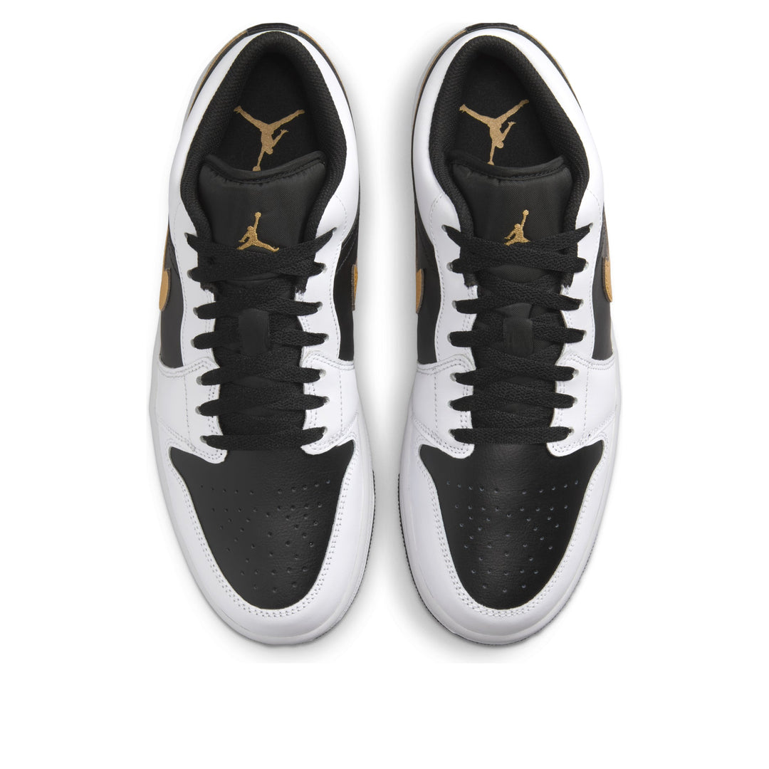 AIR JORDAN 1 LOW WHITE BLACK METALLIC GOLD SWOOSH