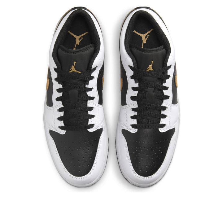 AIR JORDAN 1 LOW WHITE BLACK METALLIC GOLD SWOOSH