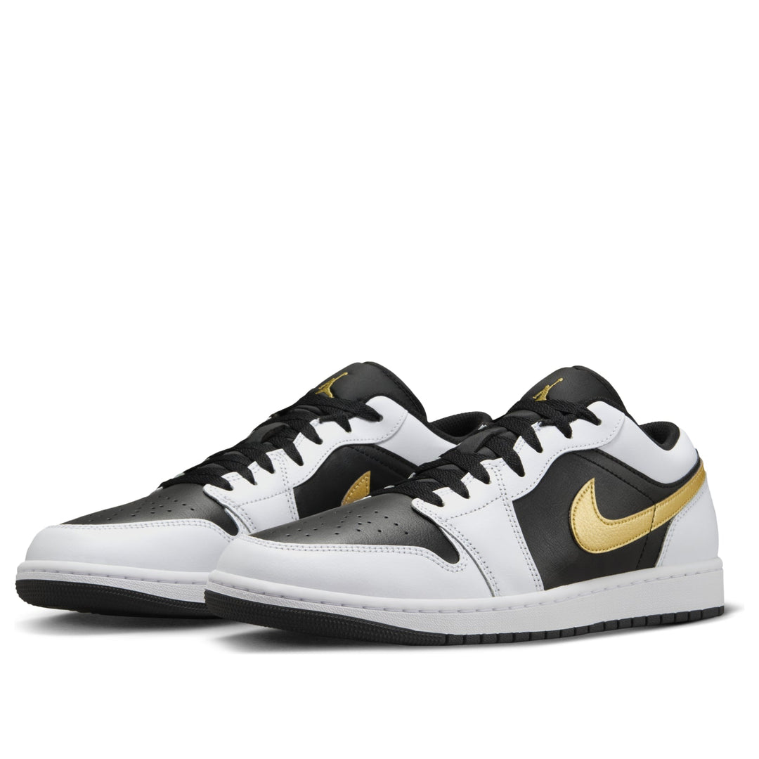 AIR JORDAN 1 LOW WHITE BLACK METALLIC GOLD SWOOSH