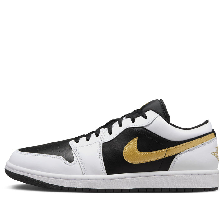 AIR JORDAN 1 LOW WHITE BLACK METALLIC GOLD SWOOSH