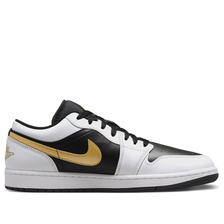 AIR JORDAN 1 LOW WHITE BLACK METALLIC GOLD SWOOSH