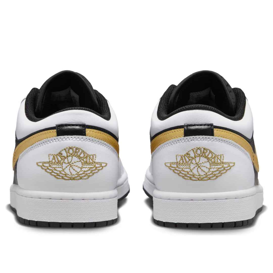 AIR JORDAN 1 LOW WHITE BLACK METALLIC GOLD SWOOSH