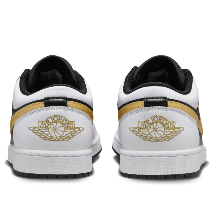 AIR JORDAN 1 LOW WHITE BLACK METALLIC GOLD SWOOSH