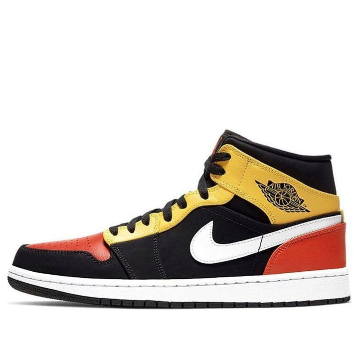AIR JORDAN 1 MID BLACK AMARILLO ORANGE