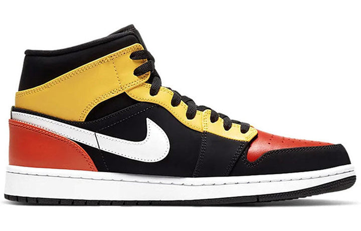 AIR JORDAN 1 MID BLACK AMARILLO ORANGE