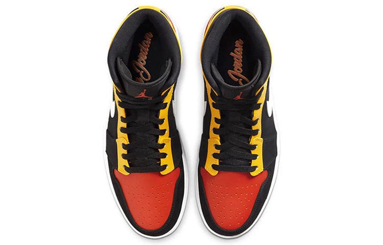 AIR JORDAN 1 MID BLACK AMARILLO ORANGE
