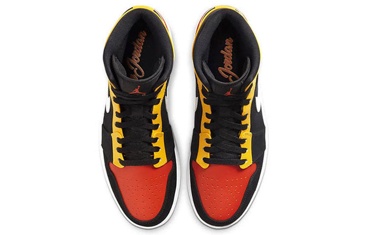 AIR JORDAN 1 MID BLACK AMARILLO ORANGE