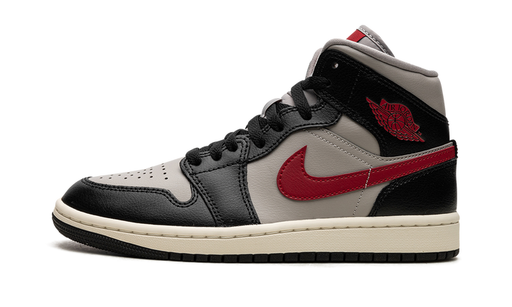 AIR JORDAN 1 MID BLACK COLLEGE GREY RED WOMENS
