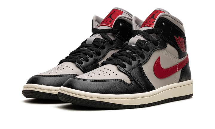AIR JORDAN 1 MID BLACK COLLEGE GREY RED WOMENS