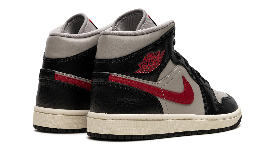 AIR JORDAN 1 MID BLACK COLLEGE GREY RED WOMENS