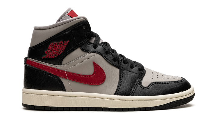 AIR JORDAN 1 MID BLACK COLLEGE GREY RED WOMENS