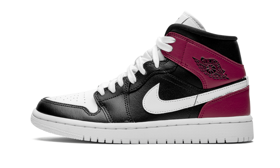 AIR JORDAN 1 MID BLACK NOBLE RED WOMENS