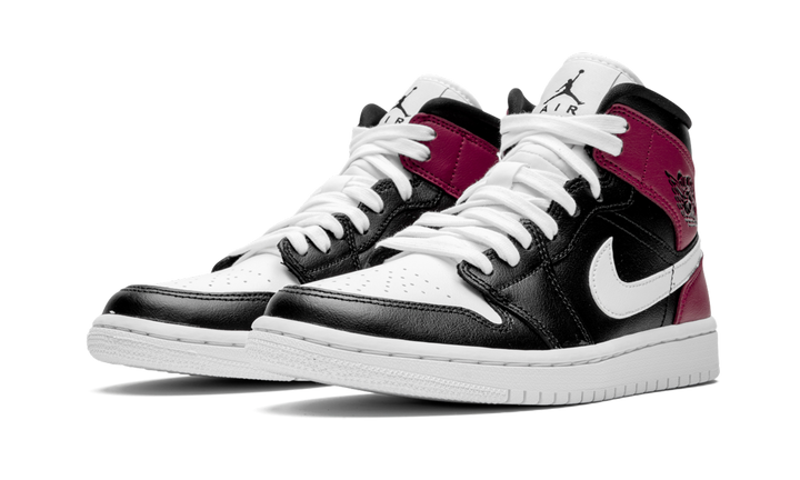 AIR JORDAN 1 MID BLACK NOBLE RED WOMENS