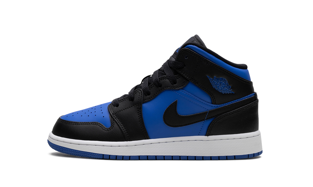 AIR JORDAN 1 MID BLACK ROYAL METALLIC GS