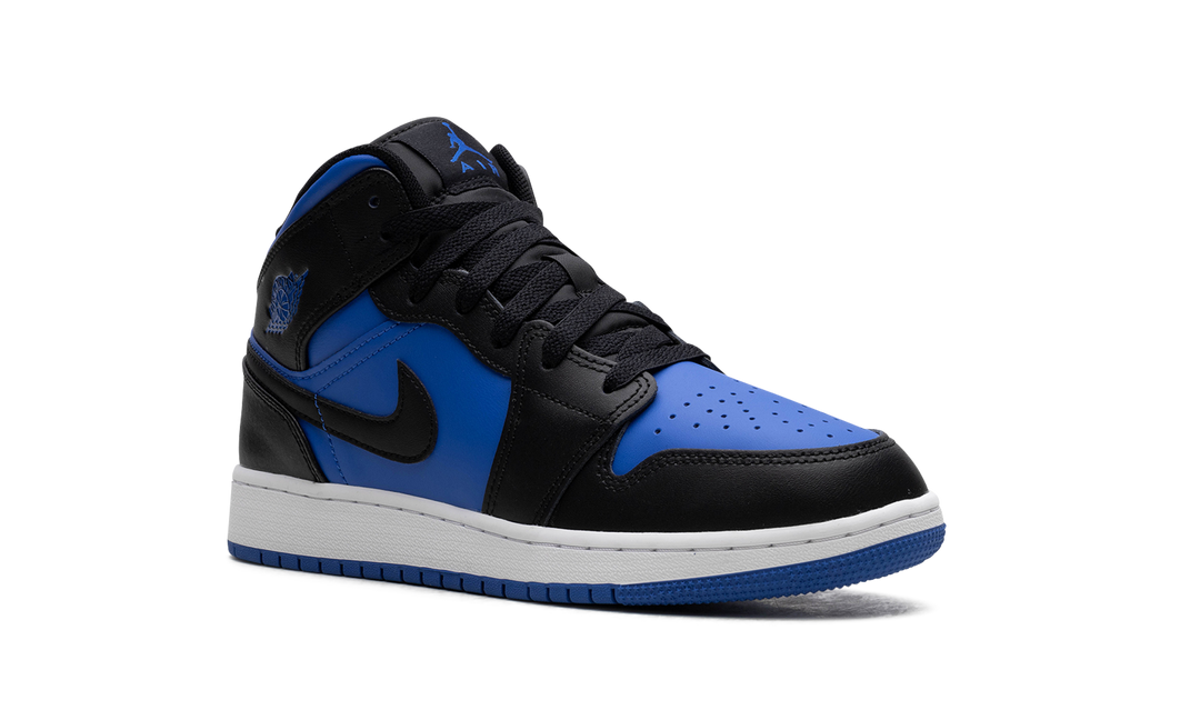 AIR JORDAN 1 MID BLACK ROYAL METALLIC GS