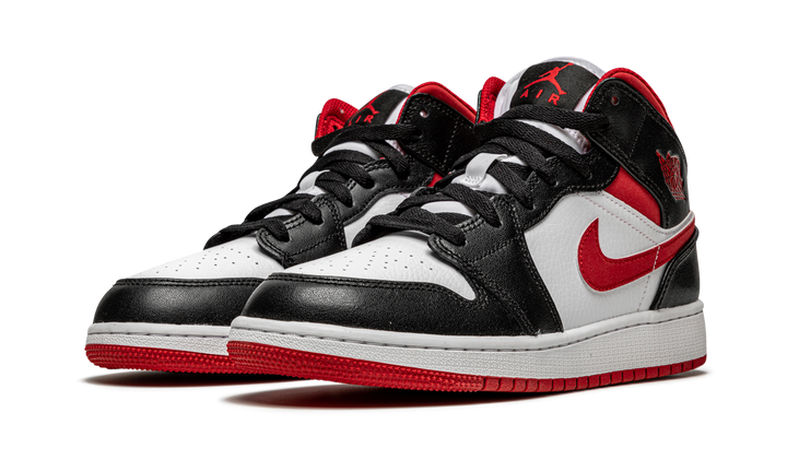 AIR JORDAN 1 MID BLACK WHITE GYM RED GS