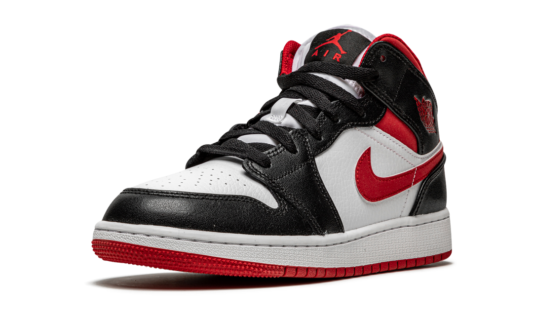 AIR JORDAN 1 MID BLACK WHITE GYM RED GS