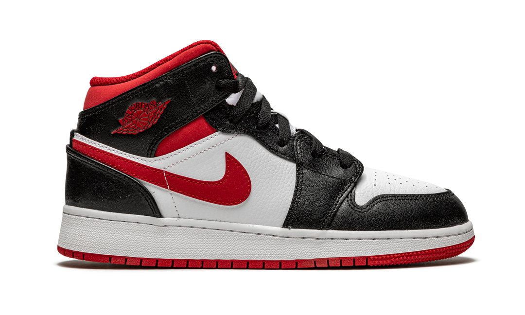 AIR JORDAN 1 MID BLACK WHITE GYM RED GS
