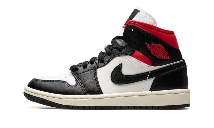 AIR JORDAN 1 MID BLACK WHITE GYM RED WOMENS