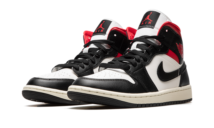 AIR JORDAN 1 MID BLACK WHITE GYM RED WOMENS