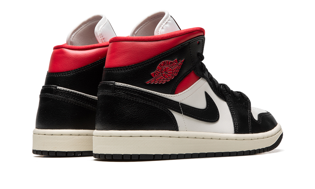 AIR JORDAN 1 MID BLACK WHITE GYM RED WOMENS