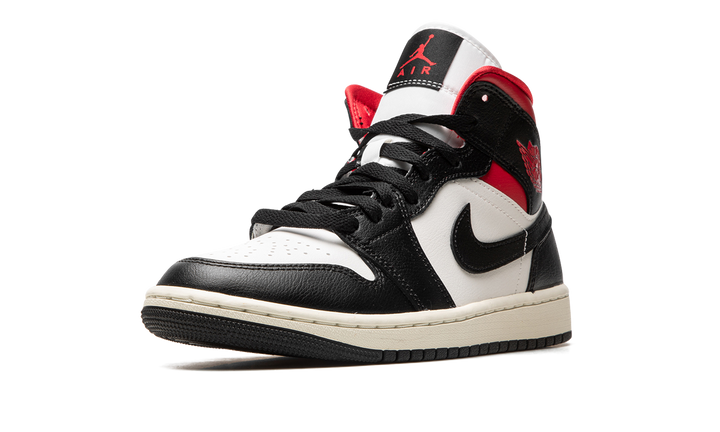 AIR JORDAN 1 MID BLACK WHITE GYM RED WOMENS