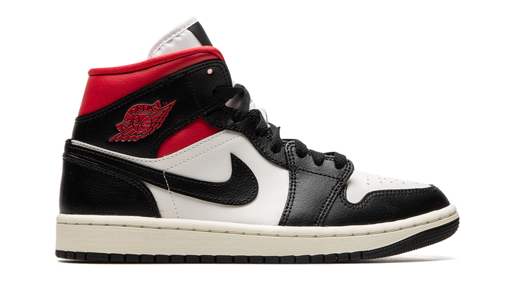 AIR JORDAN 1 MID BLACK WHITE GYM RED WOMENS