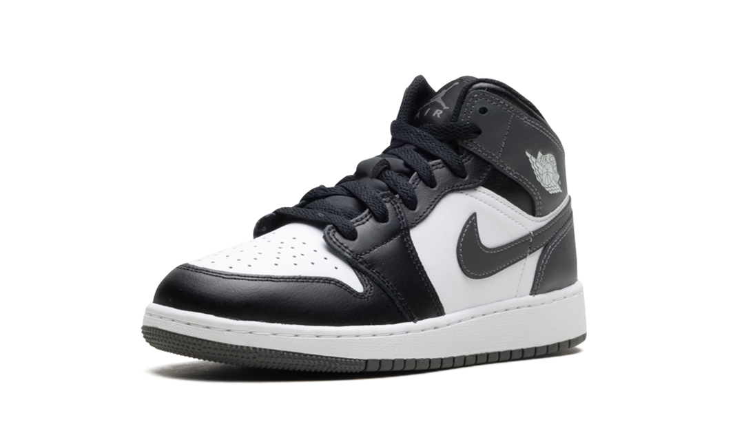 AIR JORDAN 1 MID BLACK WHITE IRON GREY GS
