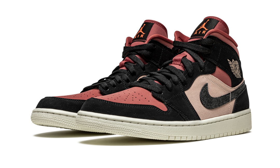 AIR JORDAN 1 MID BURGUNDY DUSTY PINK WOMENS