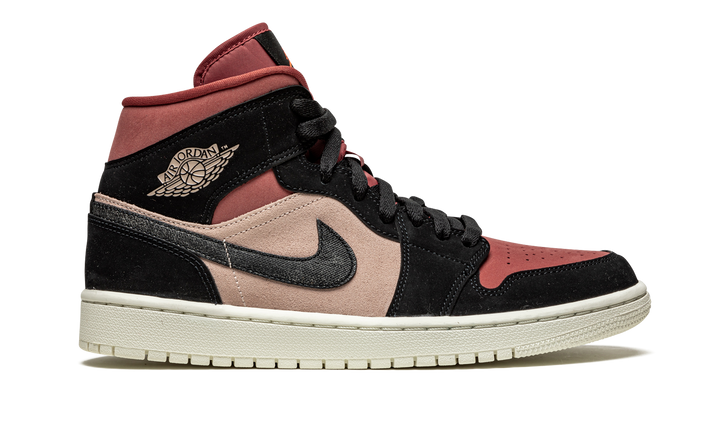 AIR JORDAN 1 MID BURGUNDY DUSTY PINK WOMENS
