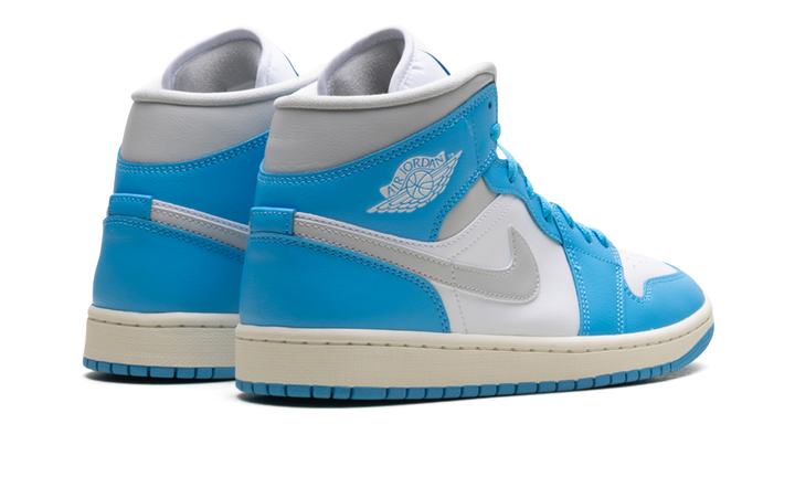 AIR JORDAN 1 MID DARK POWDER BLUE WHITE SAIL NEUTRAL GREY WOMENS