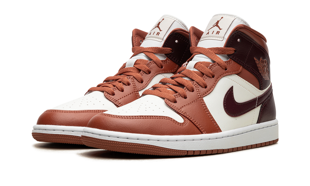AIR JORDAN 1 MID DUSTY PEACH NIGHT MAROON WOMENS