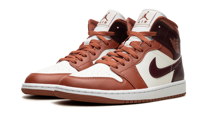 AIR JORDAN 1 MID DUSTY PEACH NIGHT MAROON WOMENS