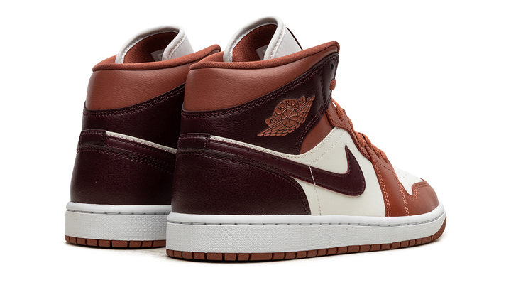 AIR JORDAN 1 MID DUSTY PEACH NIGHT MAROON WOMENS