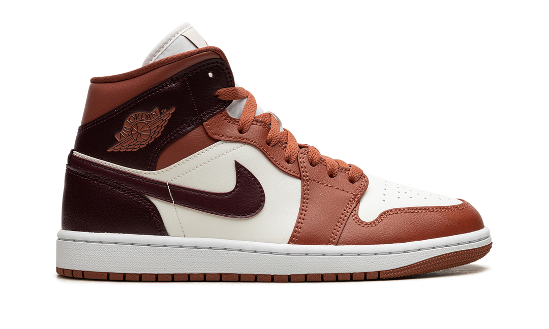 AIR JORDAN 1 MID DUSTY PEACH NIGHT MAROON WOMENS