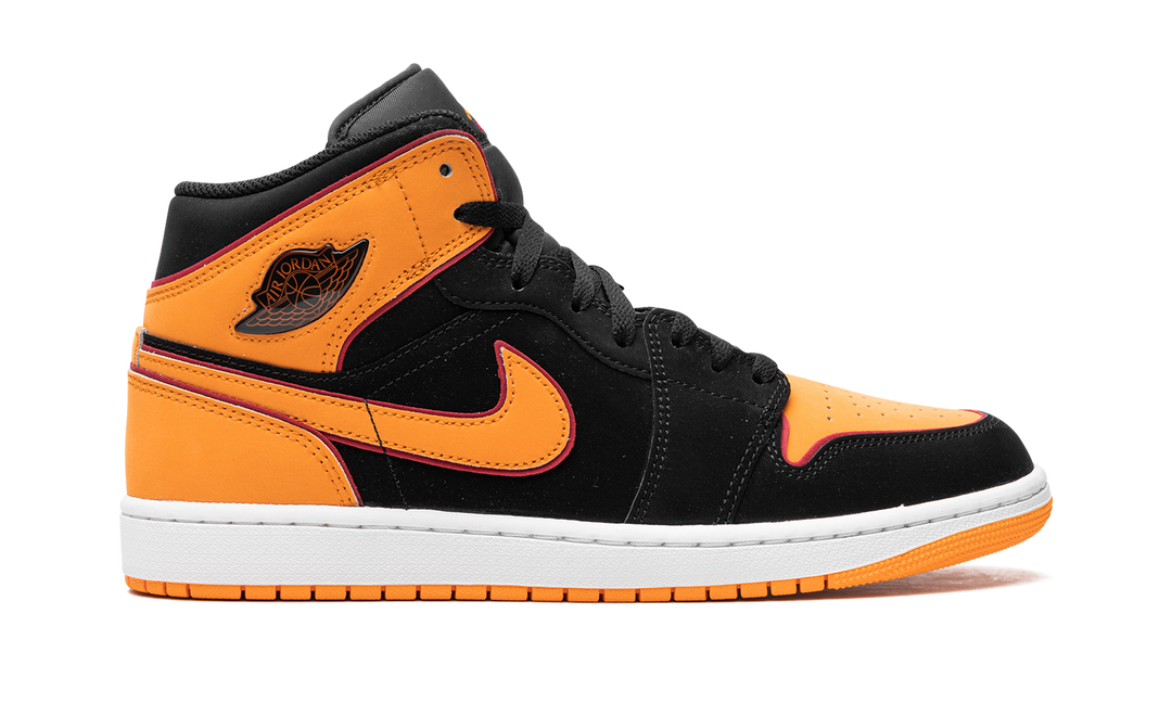 AIR JORDAN 1 MID FAT TONGUES BLACK ORANGE — Stock 